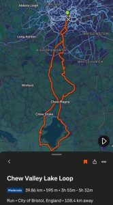 Strava route of Chew Valley