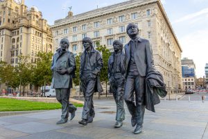 A monument to the Beatles in Liverpool